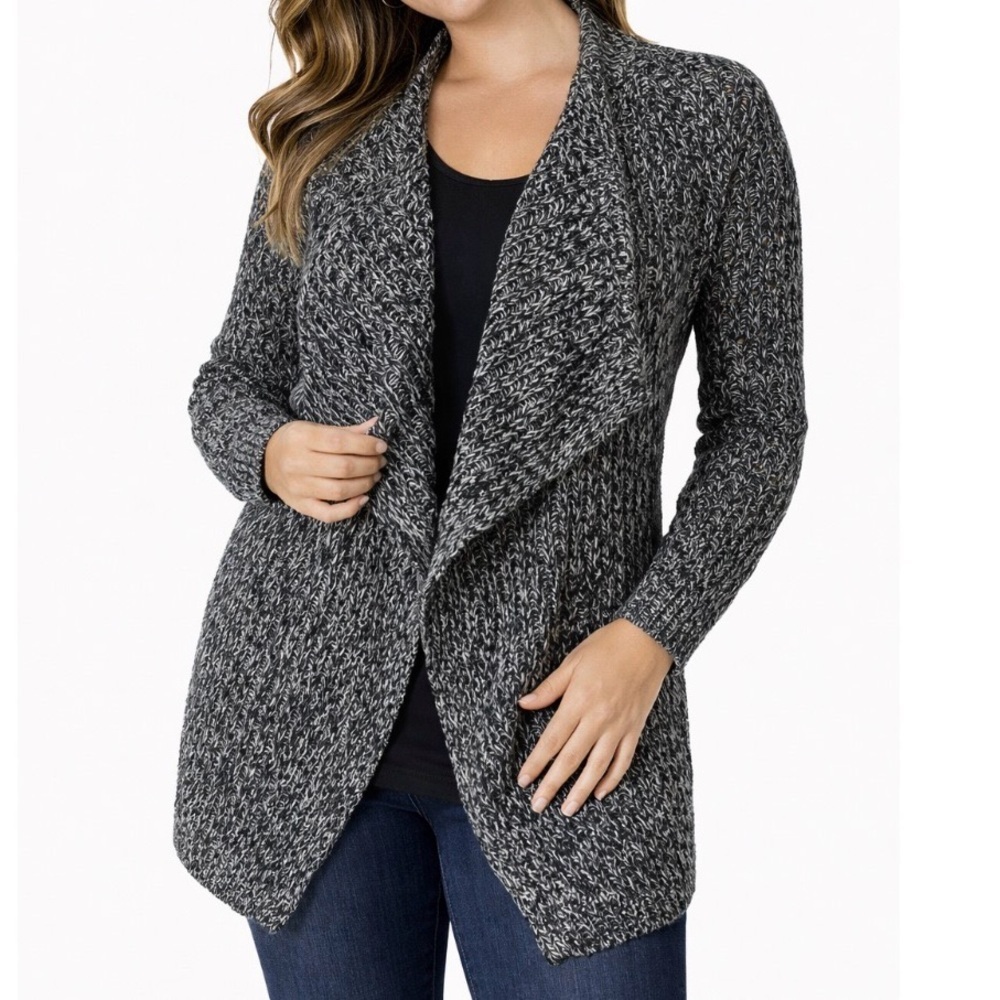 Velvet by Graham & Spencer cardigan sweater black silver cardigan loose SZ MD